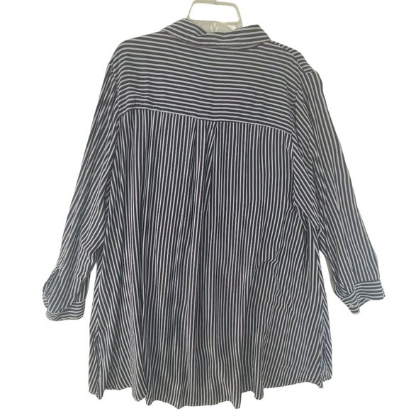 Arna York Women's Long Sleeve Button Down Shirt Striped Size 22/24 - Picture 4 of 8
